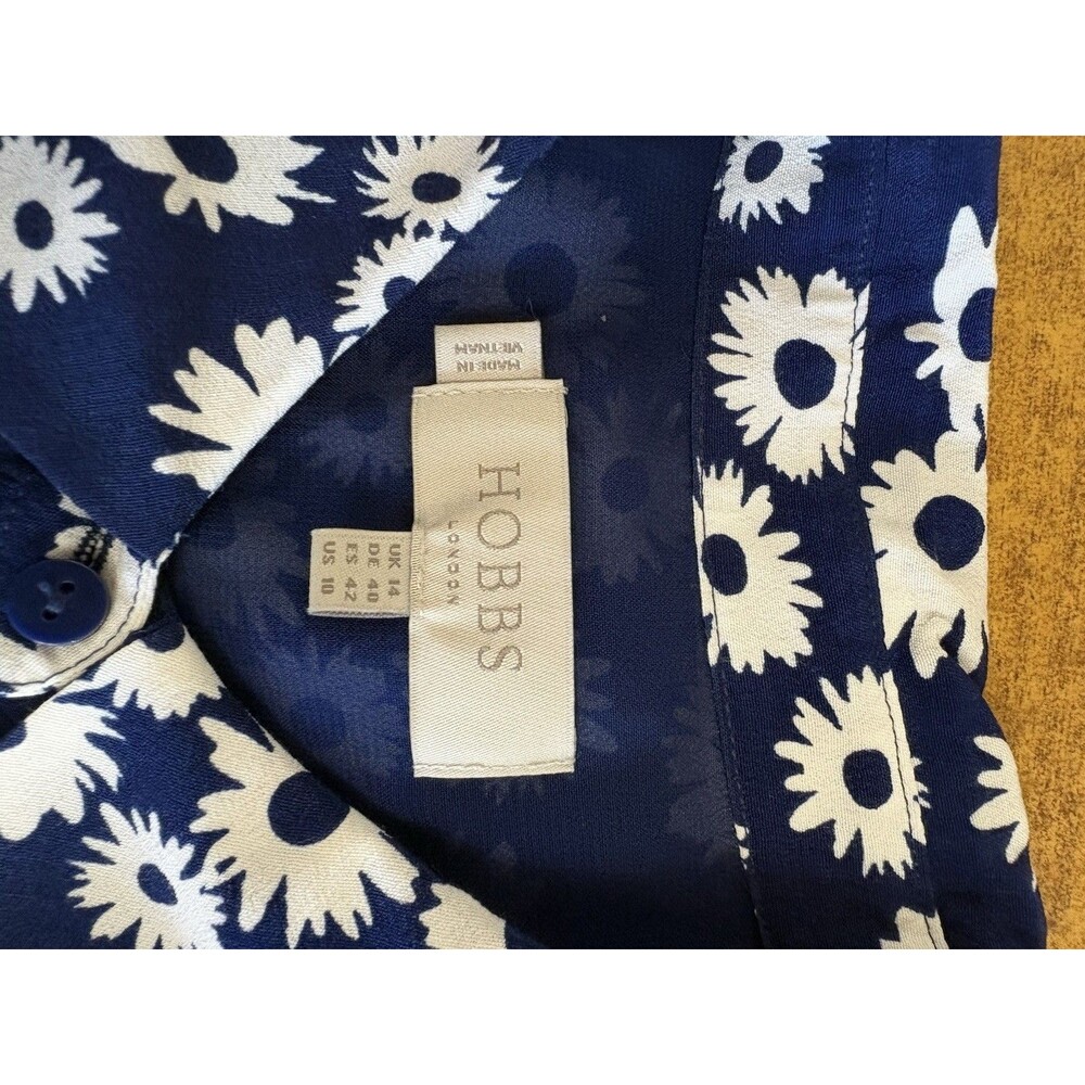 Hobbs London Navy Blue White Daisy Floral Sleeveless Shirt Dress Size US 10 - Picture 5 of 9